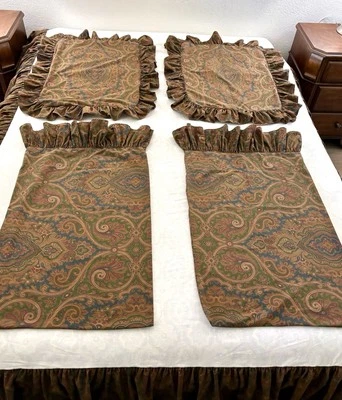 Ralph Lauren Brianna Paisley ~ 2 fundas de almohada con volantes ~ 2 fundas de almohada ~ falda reina Foto 1 de 4