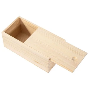 Unfinished Wooden Storage Box with Sliding Lid, 7.8'' x 3.9'' x 3.1'' Keepsak... - Picture 1 of 7
