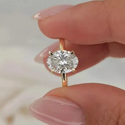 14k Yellow Gold 1.50Ct Diamond Engagement Ring IGI Certified Lab Grown Oval Cut - Image 1 of 4