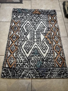 Feizy Teppich Arazad Schwarz/Mandarine Rechteckig Tür Küchenteppich 2’x3’ - Bild 1 von 9