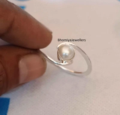 Boho Pearl Ring: 925 Sterling Silver, Handmade Statement Jewelry All Size - Image 1 of 4