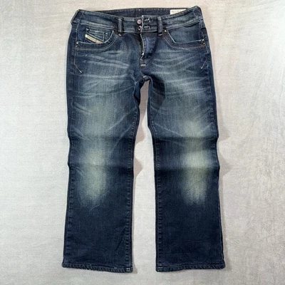 Diesel Jeans Womens 33x28 Ronhar Bootcut Flare Stretch Dark Wash Whiskered 00882 - Image 1 of 4