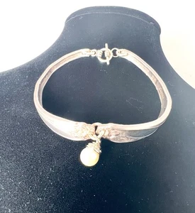 Vintage Original Rogers Silver Plated Silverware Bracelet Daffodil Pearl  1948 - Picture 1 of 4