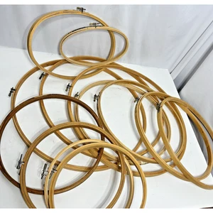 13 cerchi in legno vintage trapuntatura ricamo cucito da 8 a 16 in tondo ovale - Foto 1 di 9