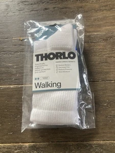 THORLO Moderate Padding Walking Crew Socks Color White Size Medium Brand New! - Picture 1 of 6