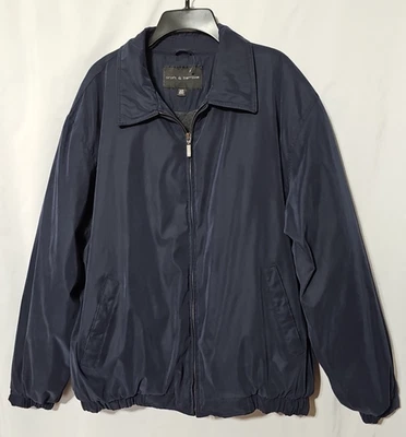 Men's L Croft & Barrow Winter Fleece Lined Zip Front Insulated Jacket Navy Blue - Image 1 of 4