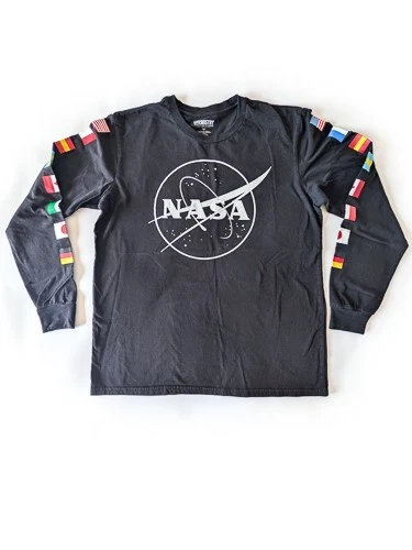 Camiseta Para Hombre Grande CHEMISTRY NASA Vintage Manga Larga Espacio con Banderas Foto 1 de 4