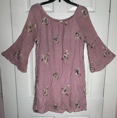 Vestido túnica bordado hippie boho manga campana 3/4 forrado M Fig & Flower para mujer Foto 1 de 4