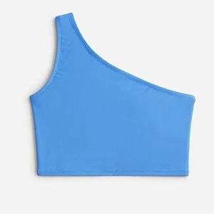 J Crew Crewcuts Girls one-shoulder Swimsuit Bikini Top UPF 50 Sail Blue 12 NWT - Picture 1 of 4