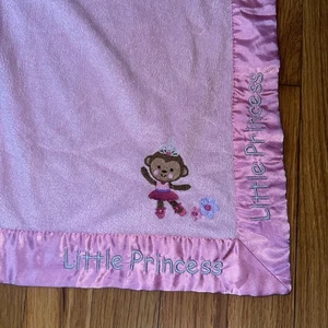 Carter’s Child Of Mine Little Princess Pink Blanket Monkey Satin Lined - Picture 1 of 6
