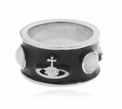 Anillo Vivienne Westwood Logo Rojo Plata Talla 8-8.5 King Pareja Ópalo Nuevo Foto 1 de 4