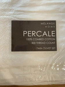 Melange Home Baby's Breath Embroidered Duvet Set White TWIN 300 CT W/ Sham Dorm - Picture 1 of 4