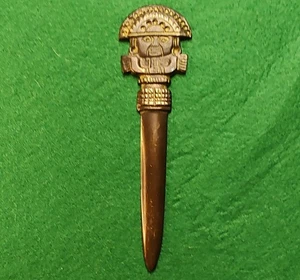 Antiker 6" Azteken Stamm Messing Brieföffner - Cusco Peru - Vintage - Bild 1 von 4