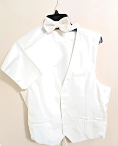 Men's White Formal Tuxedo Vest, Bowtie & Hankie - Picture 1 of 2