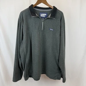 Lands End Men's 2XL/T Anyweather Fleece Quarter Zip Pullover Grey - Picture 1 of 8