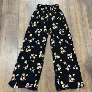 Abercrombie & Fitch Black Floral Flowy Pants, Size XS - Picture 1 of 6