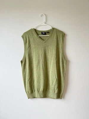 Cutter & Buck Golf Sweater Vest V-Neck Mens Green Large Knit Lightweight - Image 1 of 3