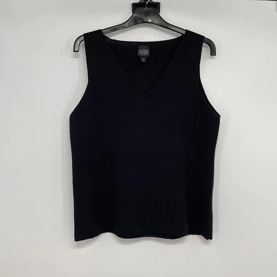 Eileen Fisher Women's Size PM Sweater Tank Top Solid Black 100% Wool Sleeveless - Image 1 of 4