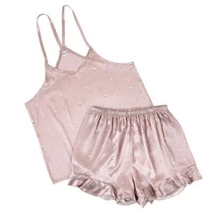 Womens Summer Ruffle Cami Tops with Shorts Pajamas Sets Cotton Blossom Pack of 2 - Picture 1 of 7