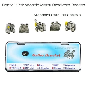 Dental Orthodontic Brackets Braces Metal Standard Roth Slot 018 Hooks 3 - Picture 1 of 14