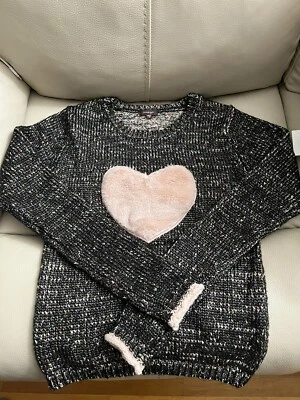 imoga Fluffy Heart Long Sleeve Blackpink Sweater Size 14 New W/O Tag. - Image 1 of 3