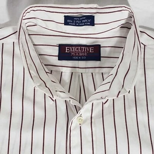 Jos A Bank Executive Collection Button Down Shirt 15.5X33 Maroon Pinstripe - Picture 1 of 7