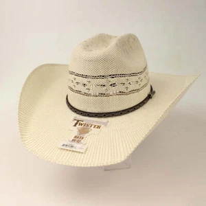 New! Adult size TWISTER BANGORA WESTERN COWBOY HAT w/ Hatband Hat pin 8 SIZES! - Picture 1 of 9