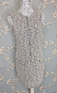 Dorothy Perkins Dress Size 12 White Grey Sleeveless Short Pockets Casual - Picture 1 of 10