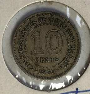 1950 Malaya 10 Cents King George The Sixth World Money - Picture 1 of 4