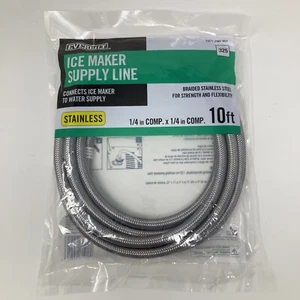 Everbilt 1/4 in. COMP x 1/4 in. COMP x 10 Ft Stainless Steel Ice Maker Line - Picture 1 of 4
