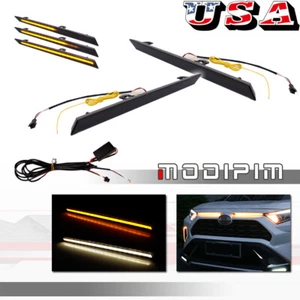 Luces de señal de giro ámbar DRL blancas LED traseras transparentes para Toyota RAV4 2019-UP - Imagen 1 de 12