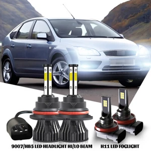For Ford Focus 2005-2007 LED Headlight Hi/Lo + Fog Light Bulbs Kit Combo 6000K - Foto 1 di 17