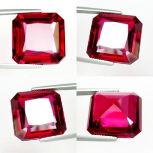 46 Ct Asscher (20 mm) Synthetic Lab Created Corundum Red Ruby Loose Gem AAA A40 - Picture 1 of 1