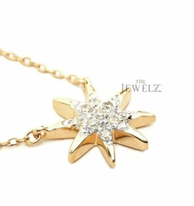14K Gold 0.08 CT VS/F-G Diamond Starburst Pendant Necklace - The Jewelz - Picture 1 of 5
