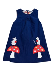 Mini Boden Mouse Toadstool Mushroom Pocket Pinafore Navy Dress 5 - 6 Years - Picture 1 of 10