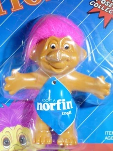 Bend-Ems Norfin Troll Spielzeug Vintage biegsam beweglich auf Karte 1992 rosa Haare - Bild 1 von 7
