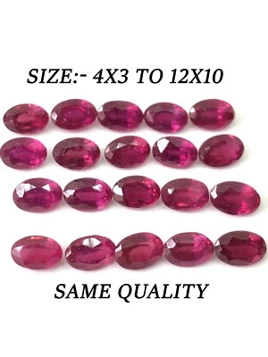 Red Ruby Oval Shape Cut Faceted Gemstone Size 4x3mm-12x10 mm Best Seller Item - Image 1 of 4