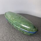 Vila Clara Pottery Green & Blue Oblong Covered Trinket Dish Made In Spain