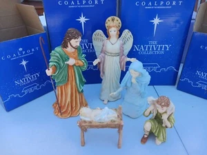 NIB New Coalport 5 PC Nativity Jesus Mary Joseph Herald Angel Shepherd Boy Set - Picture 1 of 14