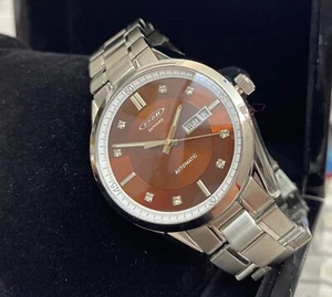 Herrenuhr ESBM Automatik massiv Edelstahl 3Bar 39mm Klassiker Glasboden - Picture 1 of 7