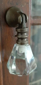 Antique Brass Metal Drawer Pull Handle Teardrop Facet Glass Kitchen Cabinet Knob - Picture 1 of 12