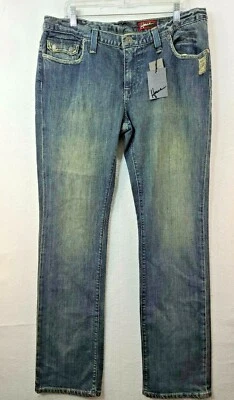 Pantalones de mezclilla azules desgastados de fábrica Howe ajustados para cachorro 36 x 35 Foto 1 de 4