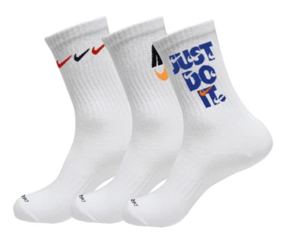 NIKE EVERYDAY PLUS CUSHIONED LOGO CREW SOCKS 3 PACK DH3822-902 UNISEX ALL SIZES - Image 1 of 4
