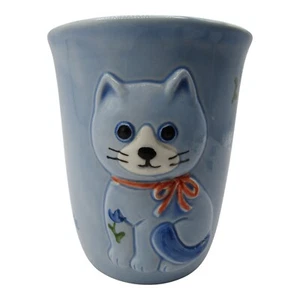 Taza de cerámica vintage Otagiri azul gato floral sin mango Japón - Imagen 1 de 6
