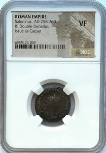 ROMAN EMPIRE - SALONINUS AD 258-260 BI DOUBLE-DENARIUS - NGC VF - FREE SHIPPING! - Picture 1 of 2