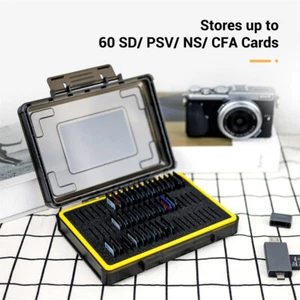60 Slots PSV CF Type A NS SD Memory Card Case Box Storage Holder + Label Sticker - Picture 1 of 12