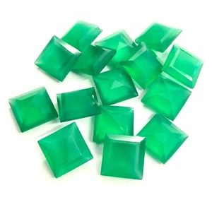 Natural Green Onyx Square Faceted Cut Loose Calibrated Gemstone 3MM TO 10MM - Picture 1 of 10