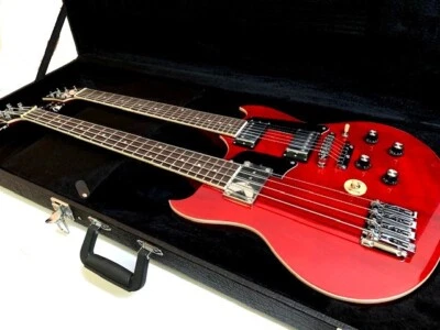 NEW DOUBLE NECK BASS/GUITAR 4/6 STRING VINTAGE STYLE ELECTRIC GUITAR & HARD CASE - Image 1 of 4