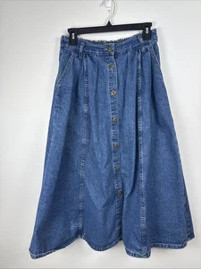 Classic Elements Denim Knopf Maxirock Damen Gr. 14 Boho Bauern Hippie Vintage - Bild 1 von 8