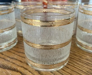 Culver Icicle 3.5" Old Fashioned Vintage MCM Rocks Glasses 3.5" Gold 1970's - Picture 1 of 14